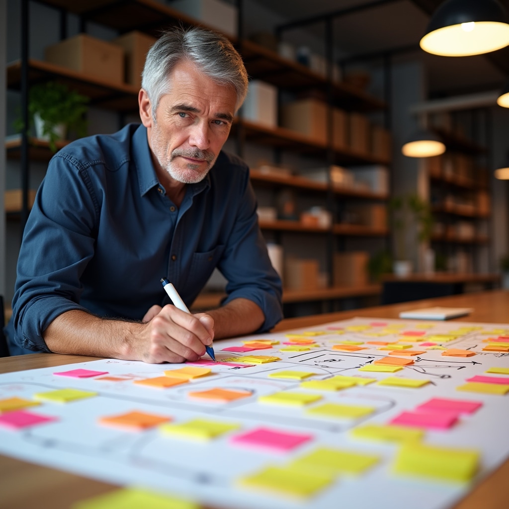 Colorful annotated spending pattern chart spread on a table with markers and sticky notes for behavioral analysis